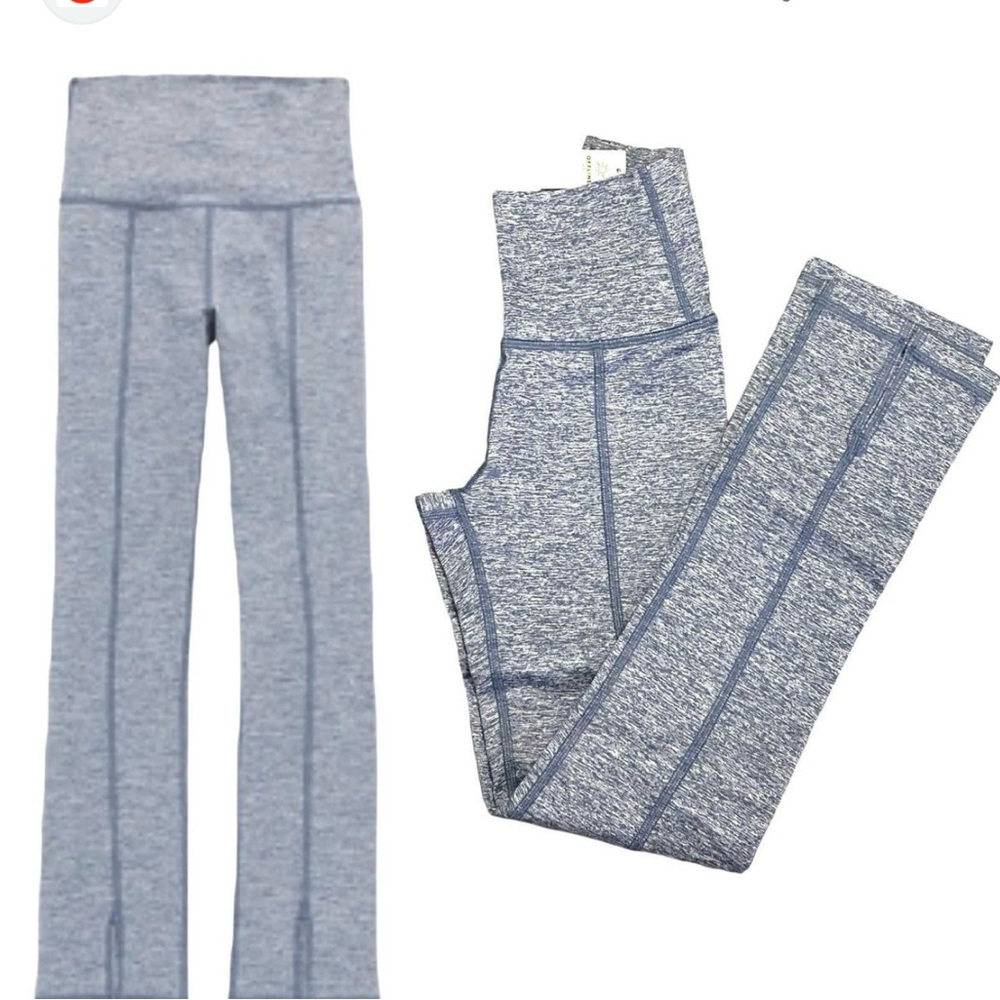 Aerie Offline The Hugger High Waisted Cropped Flare Leggings Slits Blue Small